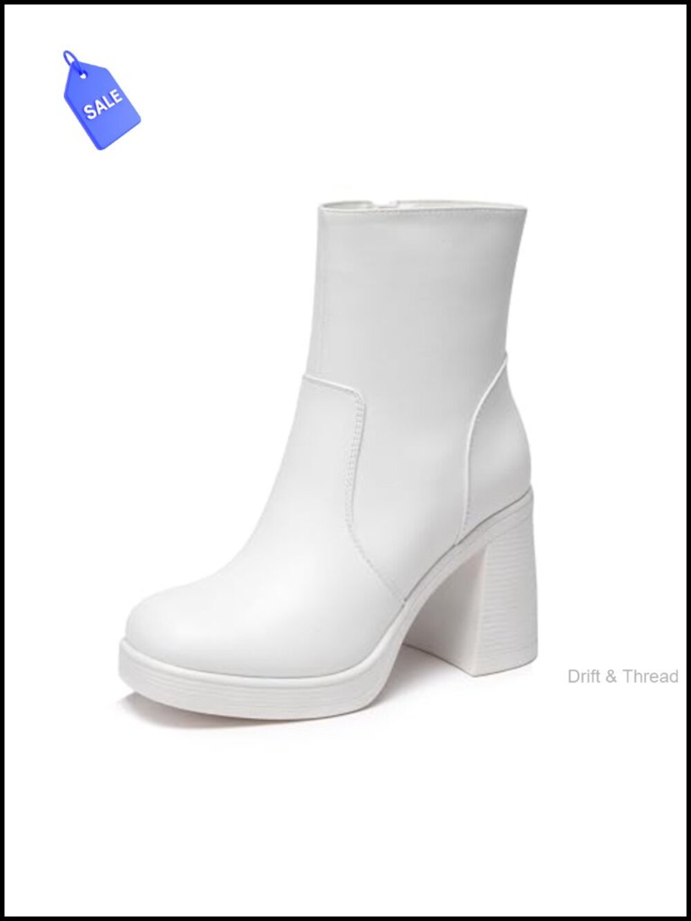 Women's Platform Ankle Boots with Chunky Block Heel and Side Zipper